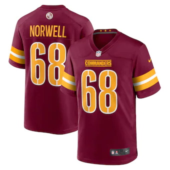 mens nike andrew norwell burgundy washington commanders pla